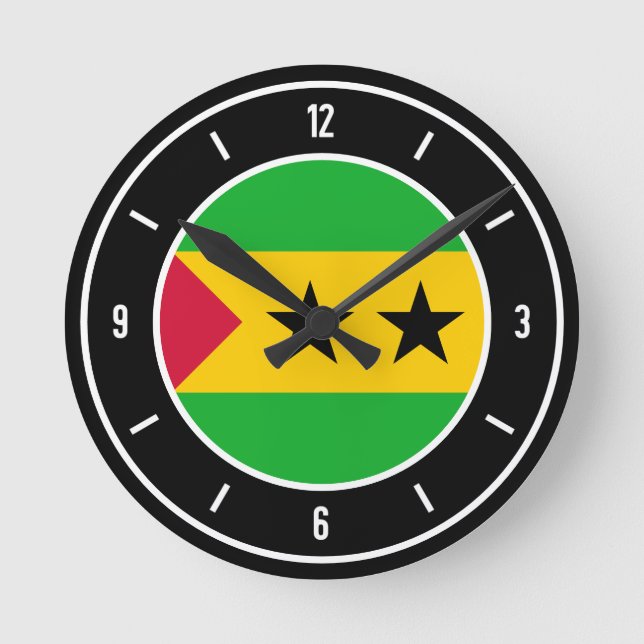 Horloge Ronde Drapeau de Sao Tomé-et-Principe Élégant (Recto)