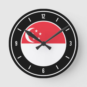 Horloge Ronde Drapeau de Singapour élégant