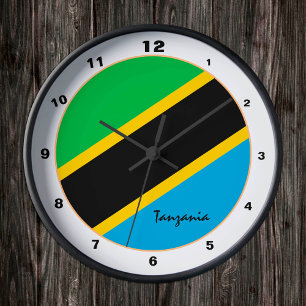 Horloge Ronde Drapeau de Tanzanie moderne, Tanzanie Accueil / de