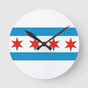 Horloge Ronde Drapeau de ville de Chicago États-Unis Amérique Ét