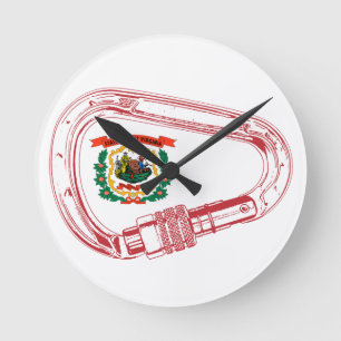 Horloge Ronde Drapeau de Virginie-Occidentale Escalade carabiner