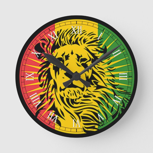Horloge Ronde drapeau des lions de rasta reggae (Recto)