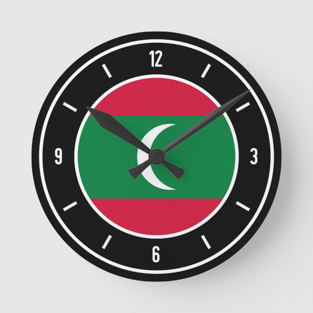Horloge Ronde Drapeau des Maldives élégant (Recto)