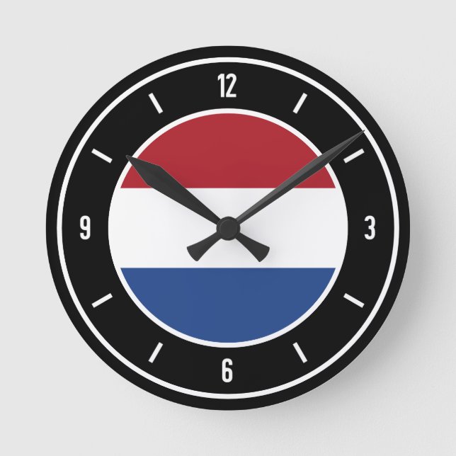 Horloge Ronde Drapeau des Pays-Bas Élégant (Recto)