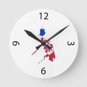 Horloge Ronde Drapeau des Philippines sur la carte