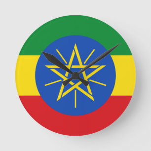 Horloge Ronde Drapeau d'horloge murale de l'Ethiopie
