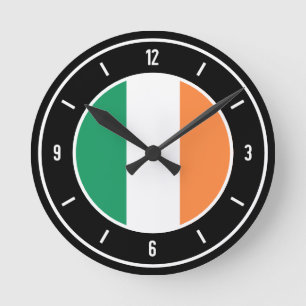 Horloge Ronde Drapeau d'Irlande Élégant
