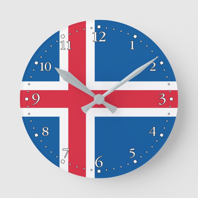 Horloge Ronde Drapeau d'Islande (Recto)