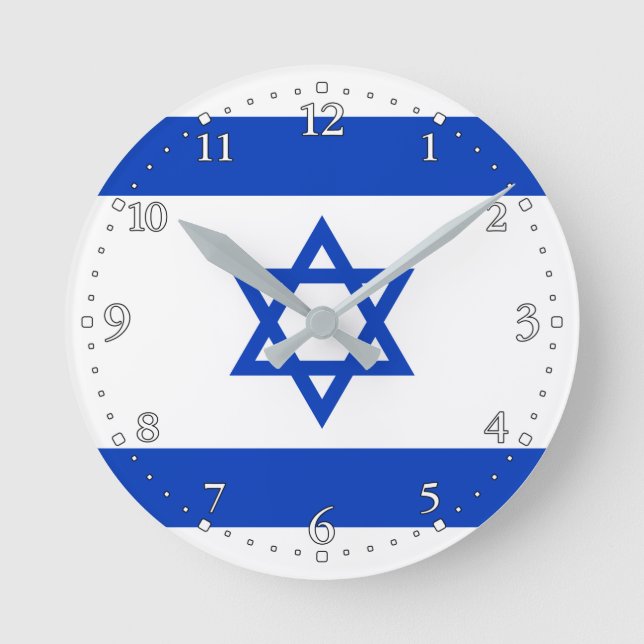 Horloge Ronde Drapeau d'Israël (Recto)