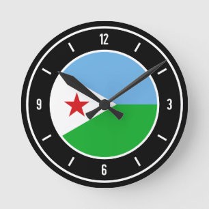 Horloge Ronde Drapeau Djibouti élégant