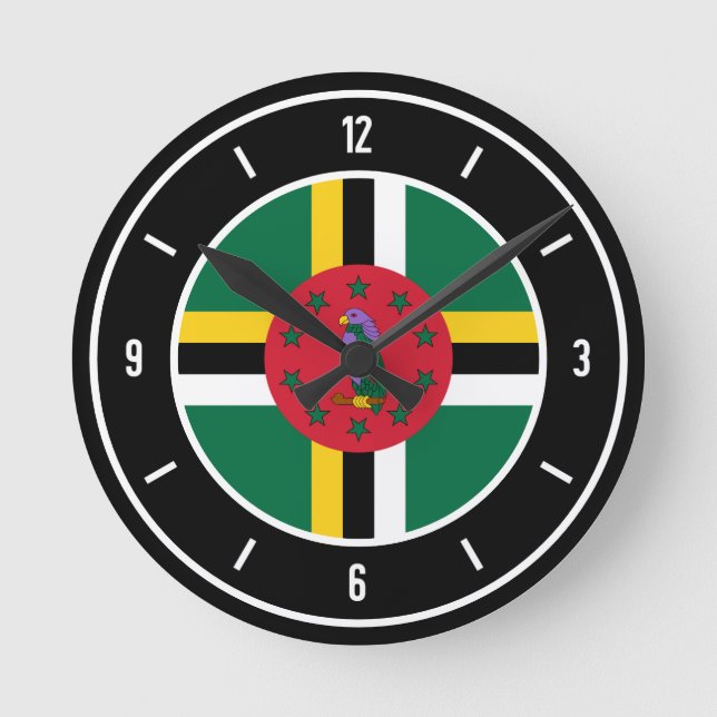Horloge Ronde Drapeau Dominique élégant (Recto)
