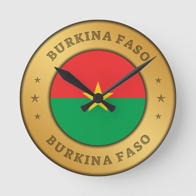 Horloge Ronde Drapeau du Burkina Faso (Recto)