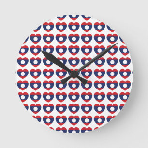 Horloge Ronde Drapeau du coeur laotien