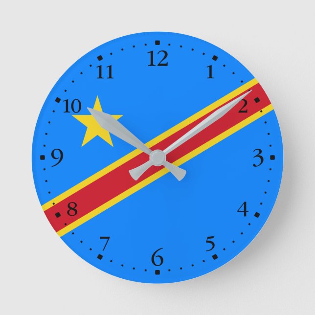 Horloge Ronde Drapeau du Congo Kinshasa (Recto)