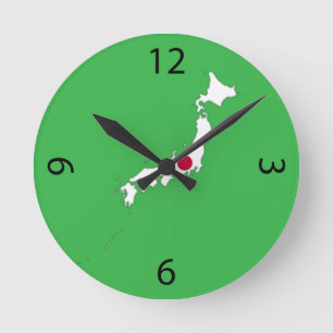 Horloge Ronde Drapeau du Japon sur la carte