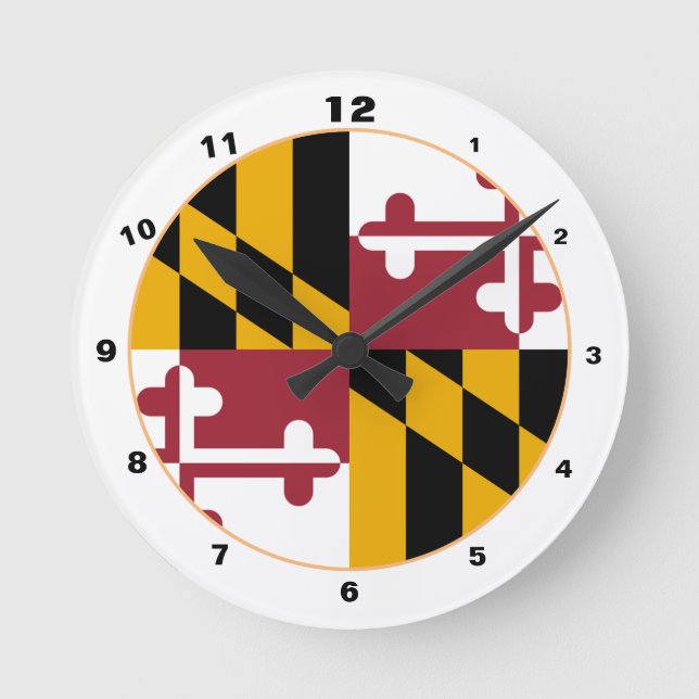 Horloge Ronde Drapeau du Maryland & mode/design USA (Recto)