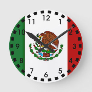 Horloge Ronde Drapeau du Mexique