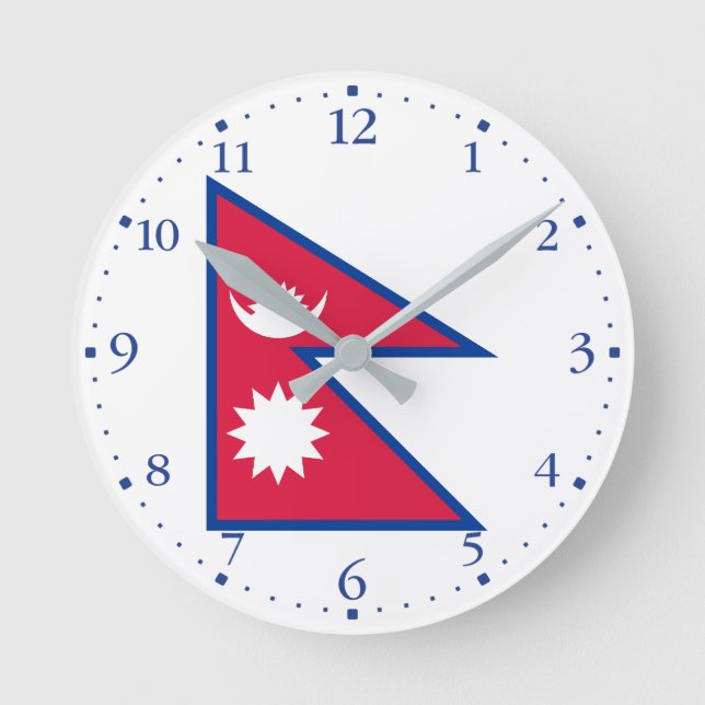 Horloge Ronde Drapeau du Népal (Recto)