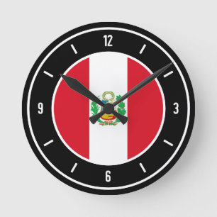 Horloge Ronde Drapeau du Pérou Élégant