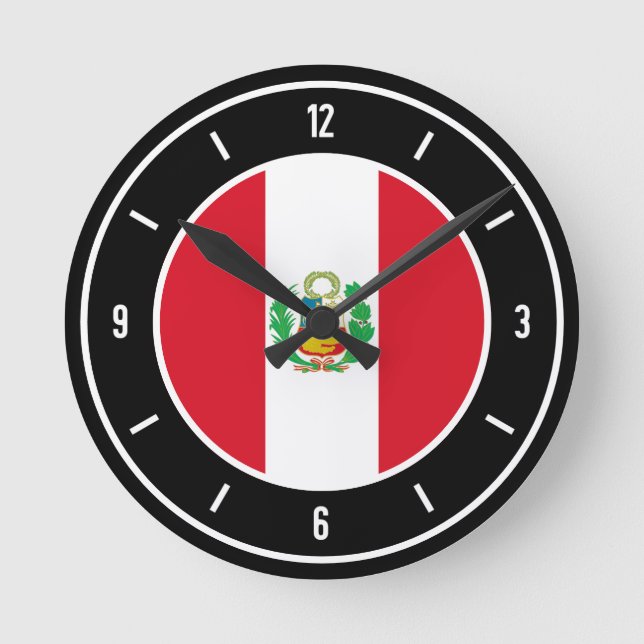 Horloge Ronde Drapeau du Pérou Élégant (Recto)