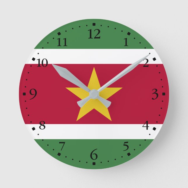 Horloge Ronde Drapeau du Suriname (Recto)