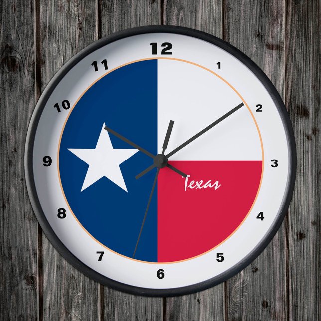 Horloge Ronde Drapeau du Texas et mode/design Texas États-Unis (Créateur téléchargé)