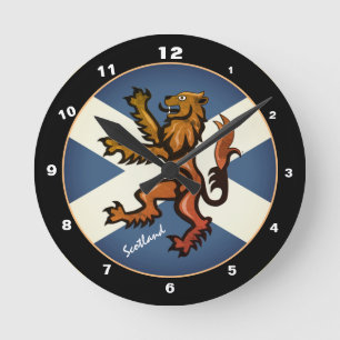 Horloge Ronde Drapeau écossais vintage, Rampant, Ecosse / Or