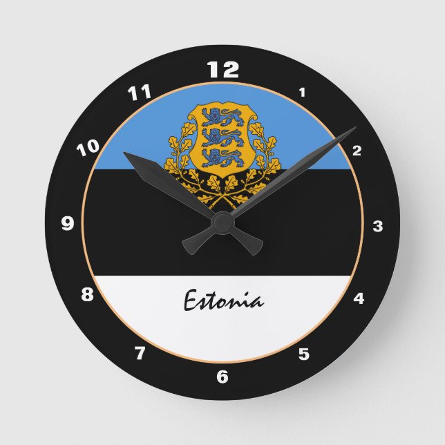 Horloge Ronde Drapeau estonien patriotique, Estonie Accueil / De (Recto)