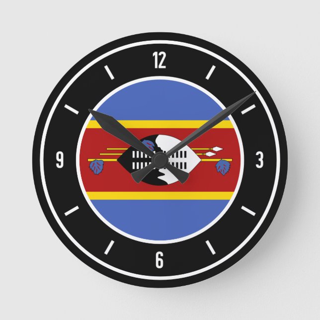 Horloge Ronde Drapeau Eswatini élégant (Recto)