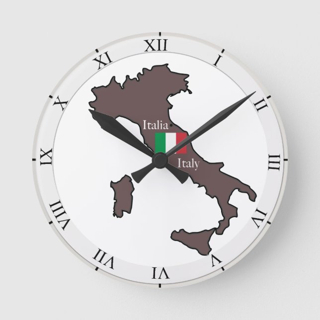 Horloge Ronde Drapeau et carte de l'Italie (Recto)