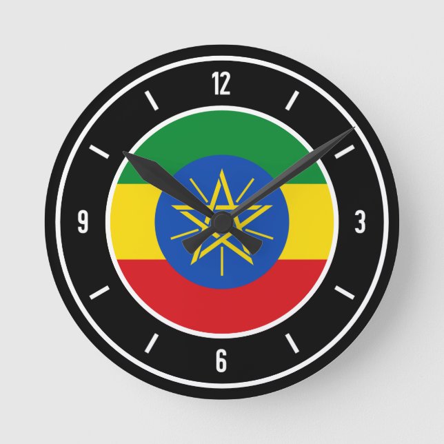 Horloge Ronde Drapeau éthiopien élégant (Recto)
