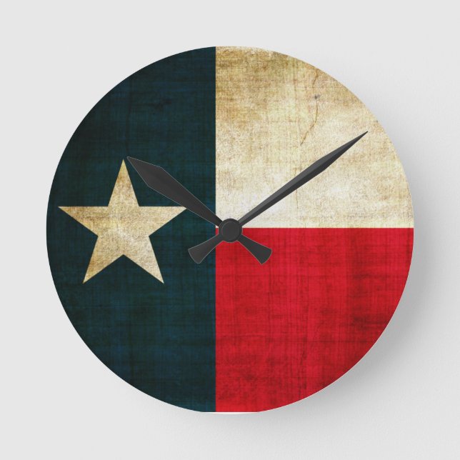 Horloge Ronde Drapeau étoile Lone du Texas Grunge Rustic Patriot (Recto)