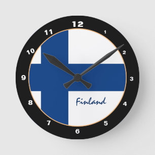 Horloge Ronde Drapeau finlandais patriotique, Finlande Accueil /