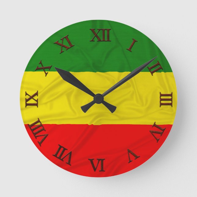 Horloge Ronde Drapeau froissé de Rastafarian (Recto)
