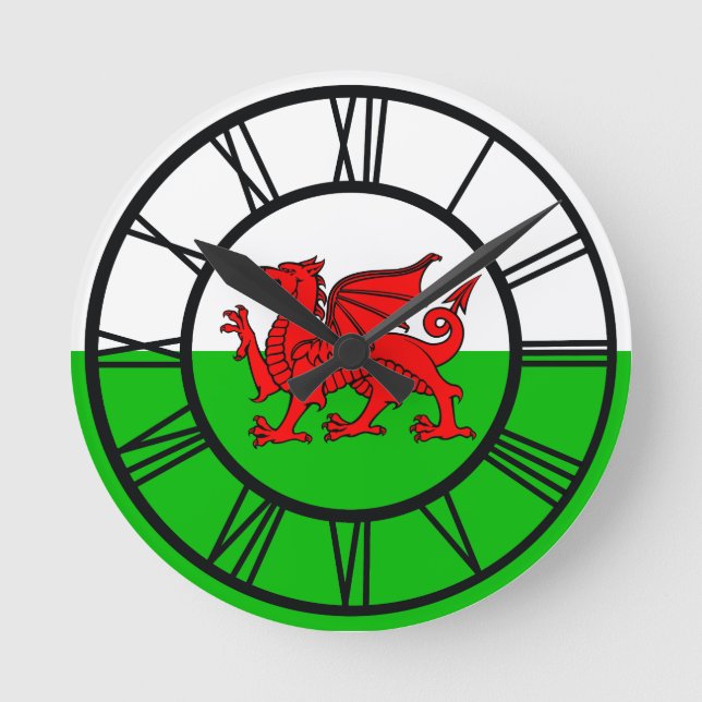 Horloge Ronde Drapeau gallois du Dragon rouge (Recto)