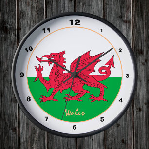 Horloge Ronde Drapeau gallois patriotique, Pays de Galles tendan