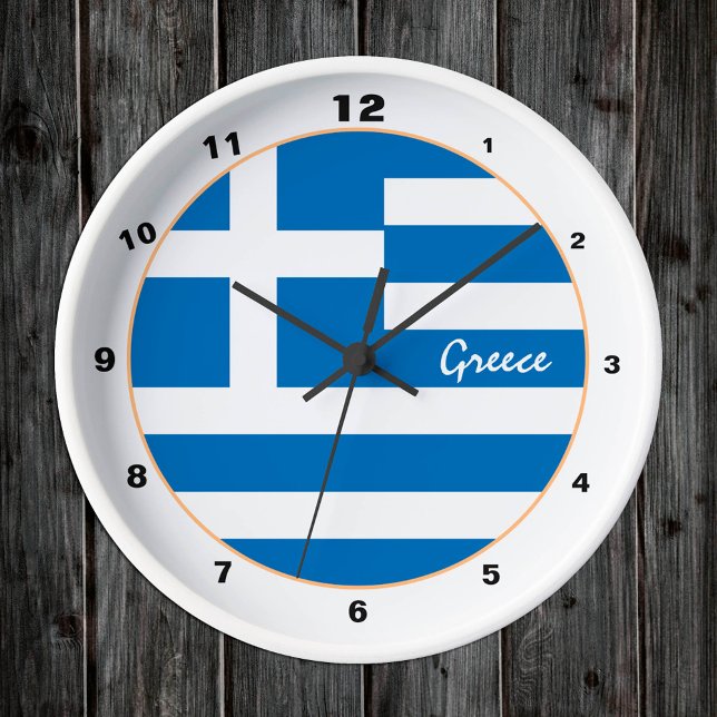 Horloge Ronde Drapeau grec moderne, Grèce tendance Accueil / des (Créateur téléchargé)