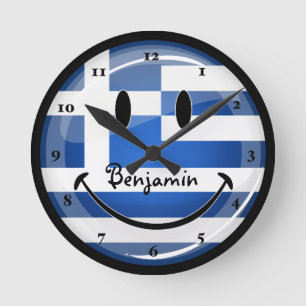 Horloge Ronde Drapeau grec souriant