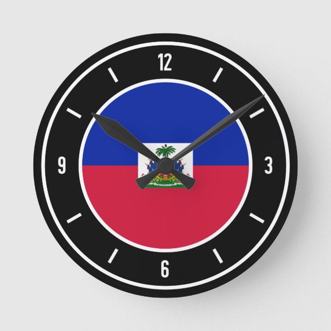 Horloge Ronde Drapeau Haïti élégant (Recto)