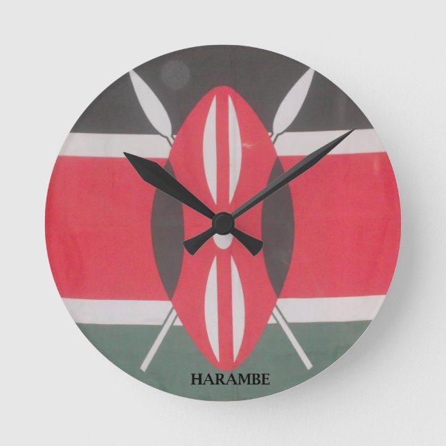 Horloge Ronde Drapeau Harambe vintage Kenya (Recto)