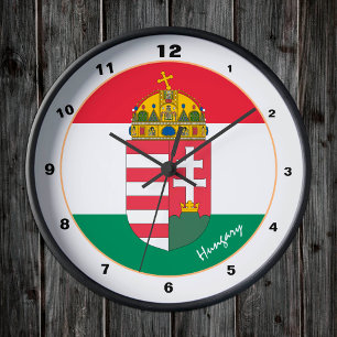 Horloge Ronde Drapeau hongrois, Emblem & Hongrie mode tendance