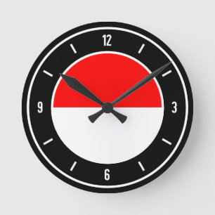 Horloge Ronde Drapeau indonésien élégant