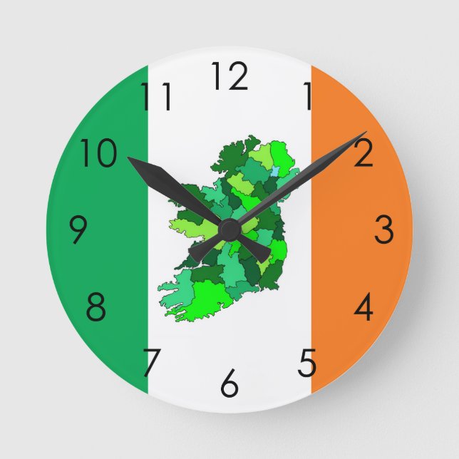 Horloge Ronde Drapeau irlandais et irlandais (Recto)