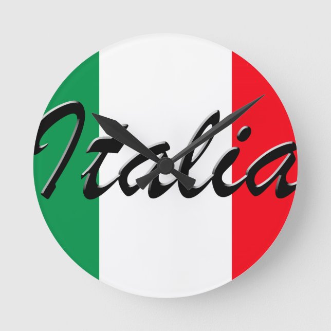 Horloge Ronde Drapeau Italia - Haute Qualité (Recto)