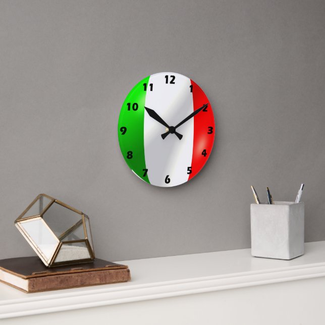 Horloge Ronde Drapeau italien (Bureau)