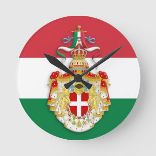Horloge Ronde Drapeau italien avec insigne du Royaume d'Italie