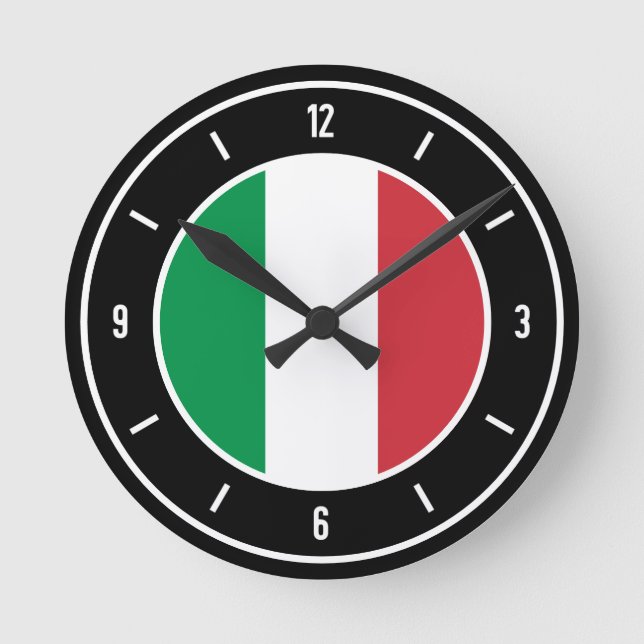 Horloge Ronde Drapeau italien Élégant (Recto)