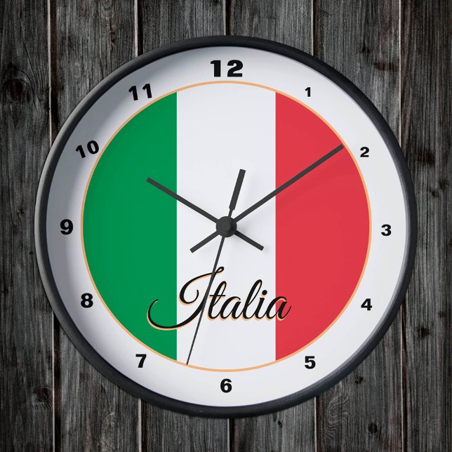 Horloge Ronde Drapeau italien moderne & Italie tendance Maison / (Créateur téléchargé)
