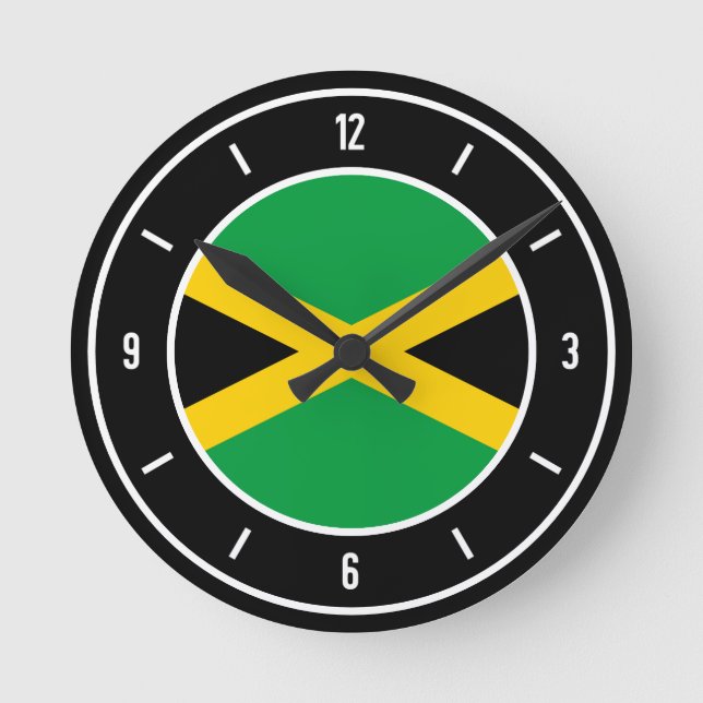 Horloge Ronde Drapeau jamaïcain élégant (Recto)
