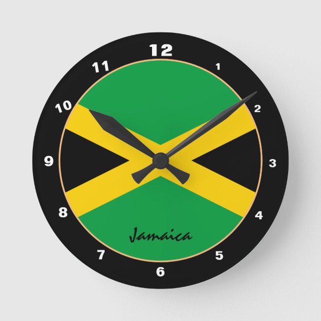 Horloge Ronde Drapeau jamaïcain patriotique, Jamaïque Accueil /d (Recto)